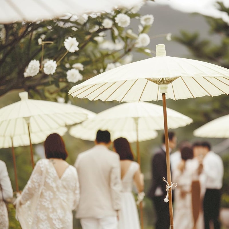 Koyal Wholesale 32" Ivory Paper Parasol Umbrella 4 Pack, Large Paper Umbrella Bulk, Paper Parasol Wedding Umbrellas, Ivory Parasol Umbrella Bridal Party Decor Photo Props, Sun Parasols for Shade - Image 4